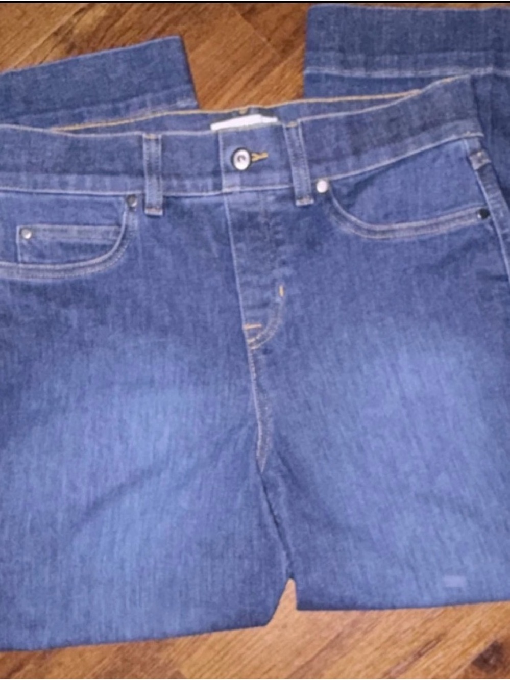 Spanx Women's Wide-Leg Medium Wash Blue Cotton Denim Jeans